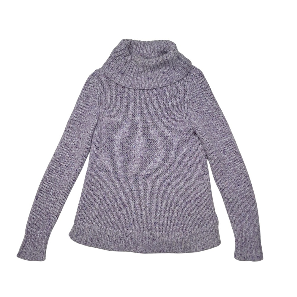 Talbots Sweater Womens Medium Purple Cowl Neck‎ Wool Silk Blend Chunky Preppy